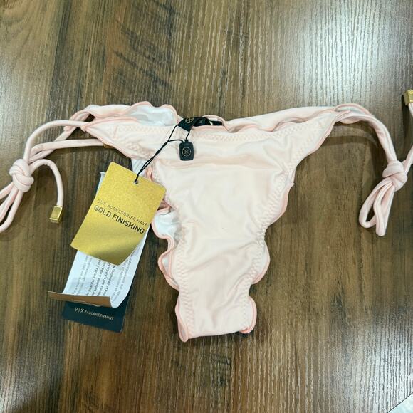 Vix Ripple Tie Side Bottom Girly Cheeky Nude Tan Pink Golf Accent Medium - Picture 1 of 3